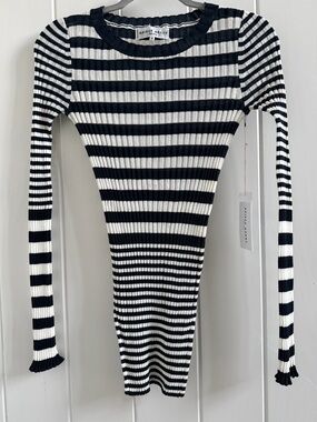 Apiece Apart NWT Navy & White Ribbed Striped Long Sleeve Top
